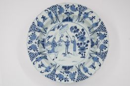 A large Chinese porcelain blue and white dish, six character Kangxi mark and of the period 1662-1722