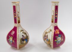 A pair of Meissen-style bottle vases, late 19th/early 20th century, probably Helena Wolfson, Dresden