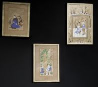 Artwork: an early to mid 20th century Persian school watercolour of a couple drinking under a tree; 