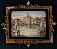 Jewellery: a 19th century Italian micromosaic brooch depicting St Peter's Square, Vatican City in or
