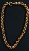Jewellery: an 18ct yellow gold belcher chain necklace, London 2001, untraced makers mark of 'AD'. 46