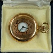 Watches: an 18ct yellow gold half hunter pocket watch, London 1925, the white enamel dial signed JW 