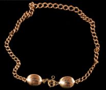 Jewellery: a 9ct gold curb link watch chain, each link marked '9' or hallmarked for Chester 1900, la