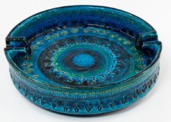 Ceramics: a mid century Rimini Blu cigar ashtray, designed by Aldo Londi for Bitossi. marked '1807' 