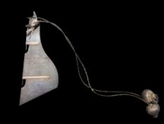 Sporting: a novelty silver boat rudder, London 1846, untraced makers mark of 'DC'. Engraved to one s