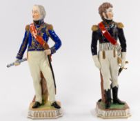 Ceramics: a Sachsische Porzellan Dresden figurine of the French Field Marshal Soult, together with a
