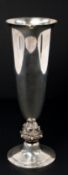 Silver: a David Lawrence posy vase, Birmingham 1965, modelled with Celtic banding and wolf heads to 