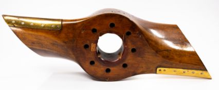 Aviation: a laminated wood and brass propeller boss, probably Great War era, marked 'DRG Z 701/2/B, 