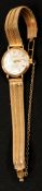 Watches: a ladies 9ct gold Rotary wristwatch, with integral mesh strap. 2.1cm diameter head includin
