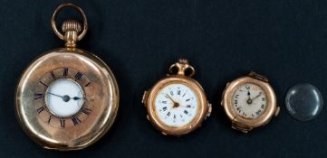 Watches: a ladies French 18ct gold fob watch, later converted to a wristwatch with enamelled dial