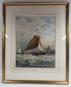 Artwork: Thomas Bush Hardy (1842-1897); watercolour, a Dutch sailing barge off Dordrecht, signed and