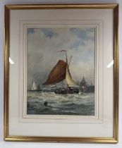 Artwork: Thomas Bush Hardy (1842-1897); watercolour, a Dutch sailing barge off Dordrecht, signed and