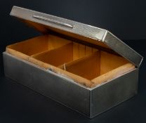 Silver: a cigarette box by Asprey & Co, London 1911, with all over engine turning and two adjust