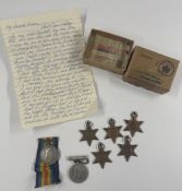 Militaria: a WW2 group of medals given to Bernard White, former RN, comprising Africa Star, 1939-45 