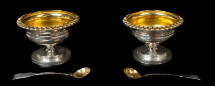 The Denis Lacy Hulbert Collection: Silver; a pair of George III pedestal salts by John Emes, London 