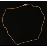 Jewellery: an 18ct yellow gold fine curb link chain, c.42cm long, 3.8g.