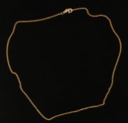 Jewellery: an 18ct yellow gold fine curb link chain, c.42cm long, 3.8g.