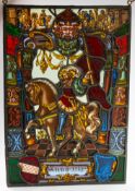 Decorative Arts: a late 19th or early 20th century Historismus leaded glass panel, hand painted in t