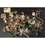 Costume Jewellery: a large collection of costume jewellery, to include rosary beads, cameo brooches,