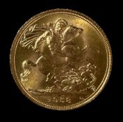 Coins: a 1958 Queen Elizabeth II 22ct gold full sovereign, circulated.