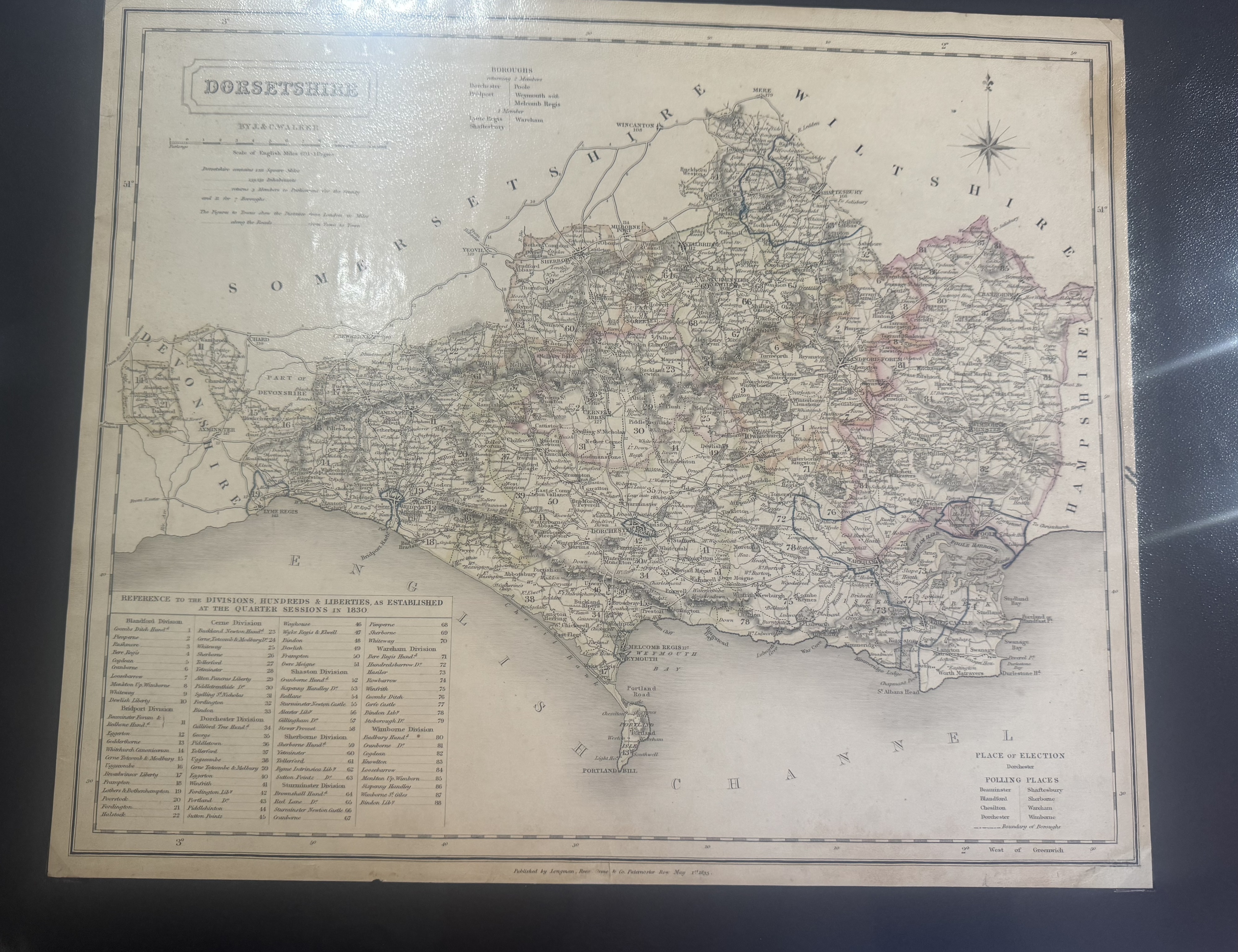 Cartophilia: 1831, Atlas Of The English Counties by TL Murray, hand coloured map of Dorsetshire; 183 - Image 3 of 4
