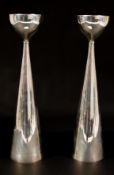 The Denis Lacy Hulbert Collection: Silver; a pair of modernist candlesticks by Garrard & Co, Lon