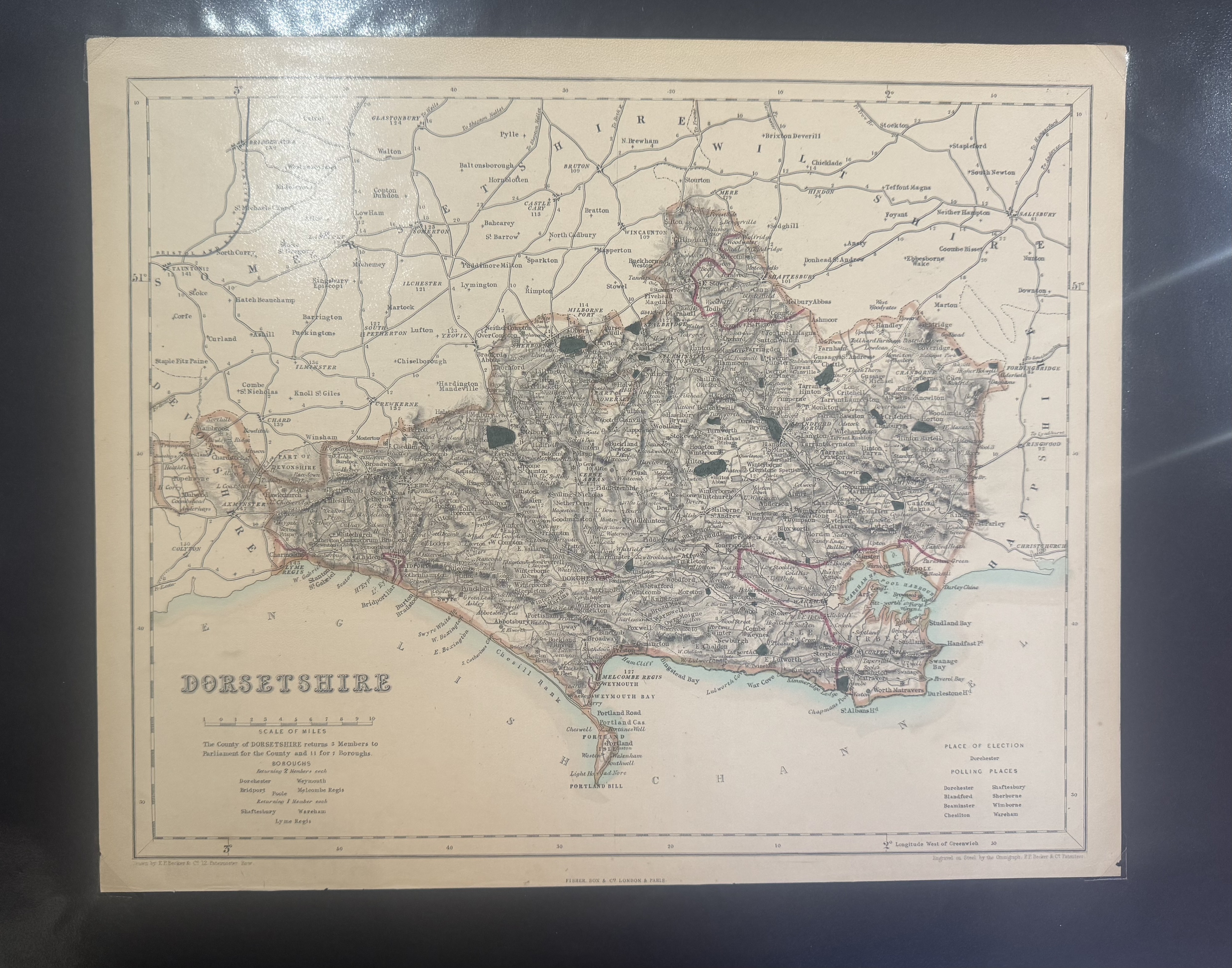 Cartophilia: 1831, Atlas Of The English Counties by TL Murray, hand coloured map of Dorsetshire; 183 - Image 4 of 4