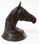 Decorative Arts: a bronzed horse head sculpture by John King, limited edition number 12/15, 14.5cm.