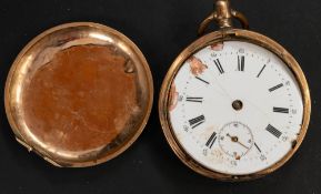 Watches: a yellow metal full hunter pocket watch, marked .585 and testing as 14ct gold, the unsigned