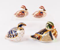 Ceramics: a Royal Crown Derby Carolina Duck Imari paperweight, 11.5cm; a pair of Royal Crown Derby B