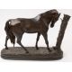 Metalware: an Animalier bronzed group depicting a horse by a tree stump, the base bearing the signat - Image 4 of 5