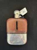 Silver: a silver mounted leather cased hip flask by James Dixon & Son, hallmarked for Sheffield 