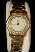 Watches: a yellow metal cased ladies wristwatch by Ebel, marked 750 and testing as 18ct gold, with d