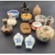 Oriental: a Chinese wicker covered snuff bottle, 6.7cm, a pair of blue and white bottles, 5.0cm, a m - Image 1 of 3