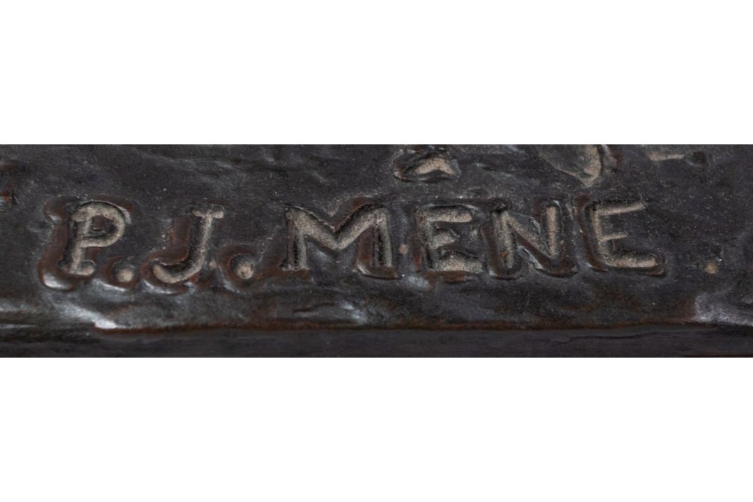 Metalware: an Animalier bronzed group depicting a horse by a tree stump, the base bearing the signat - Image 3 of 5