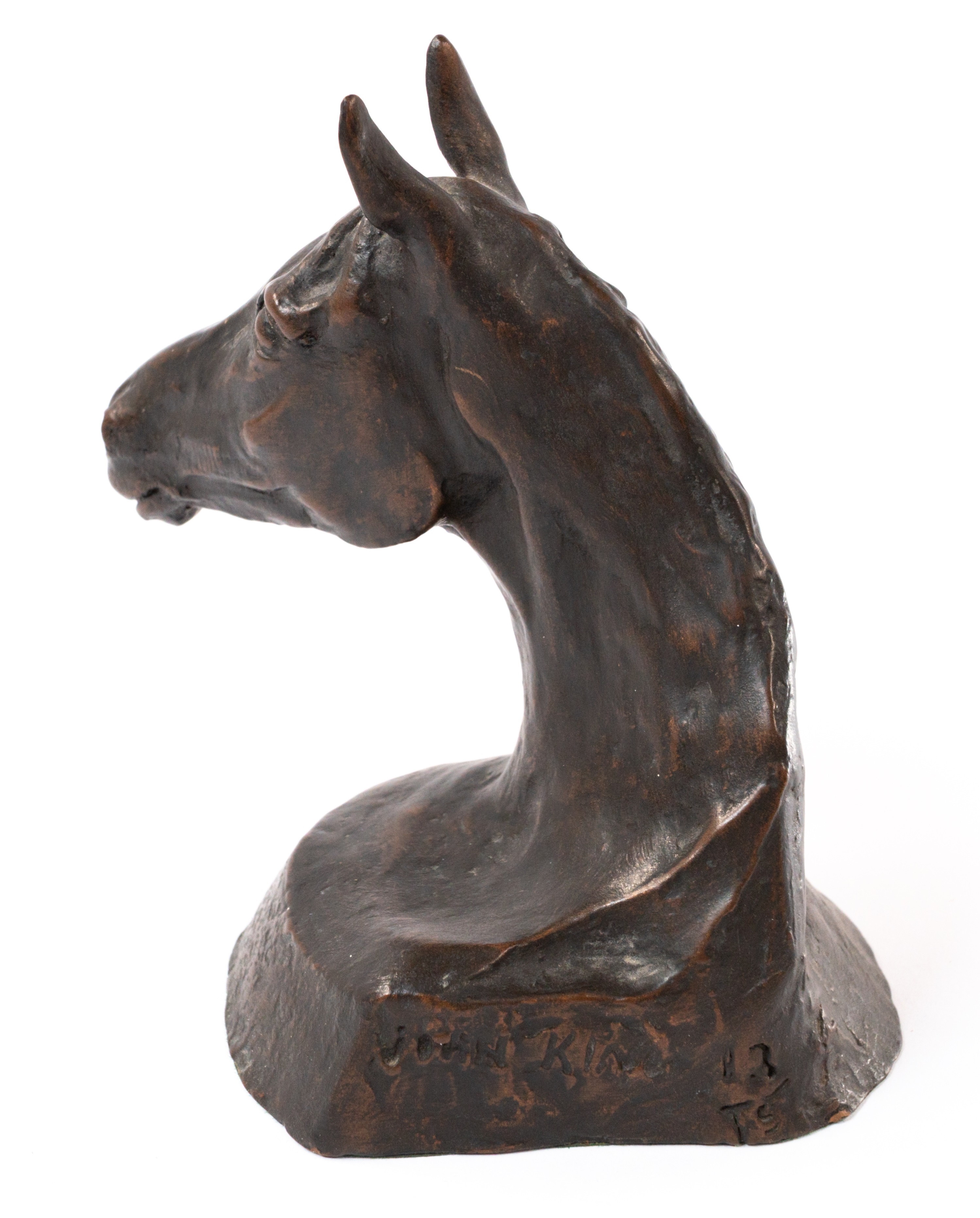 Decorative Arts: a bronzed horse head sculpture by John King, limited edition number 12/15, 14.5cm. - Image 3 of 4