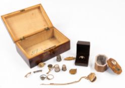 Jewellery: a 9ct gold bar brooch with steel pin, 4.2cm, 1.9g; a 9ct gold B&F heart shaped locket