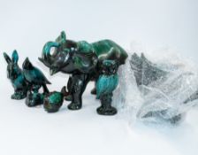Ceramics: a collection of 18 Canadian Blue Mountain pottery animals, to include a frog, a panther, a