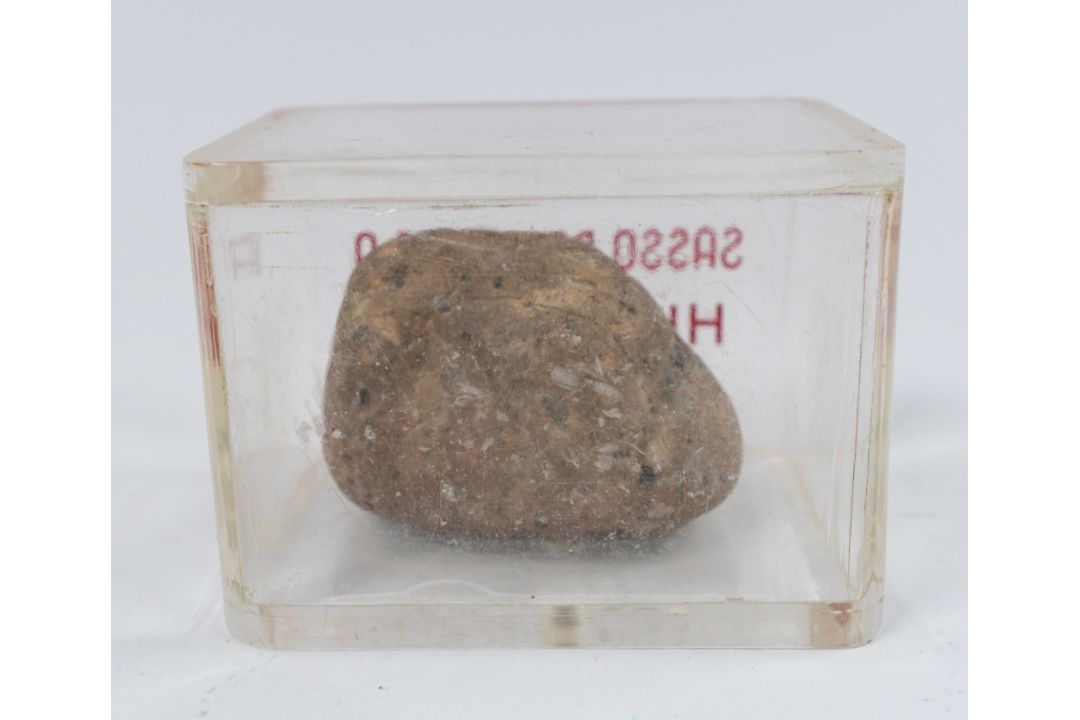 Social History: an Italian perspex cased stone sample from Hiroshima, taken after the 1945 atomic bo - Image 2 of 2