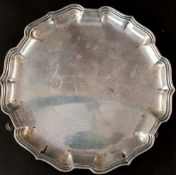 Silver: an inscribed George V silver salver by Mappin and Webb, Sheffield 1921, with lotus leaf rim 