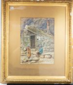 Artwork: William H.Ward (19th century English School): watercolour of a fisherman and his wife in fr