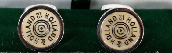 Jewellery: a pair of novelty cufflinks by Holland & Holland, modelled as 12 bore shotgun cartrid