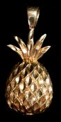 Jewellery: a yellow metal pendant charm modelled as a pineapple, marked 14k and testing as gold, 3.5