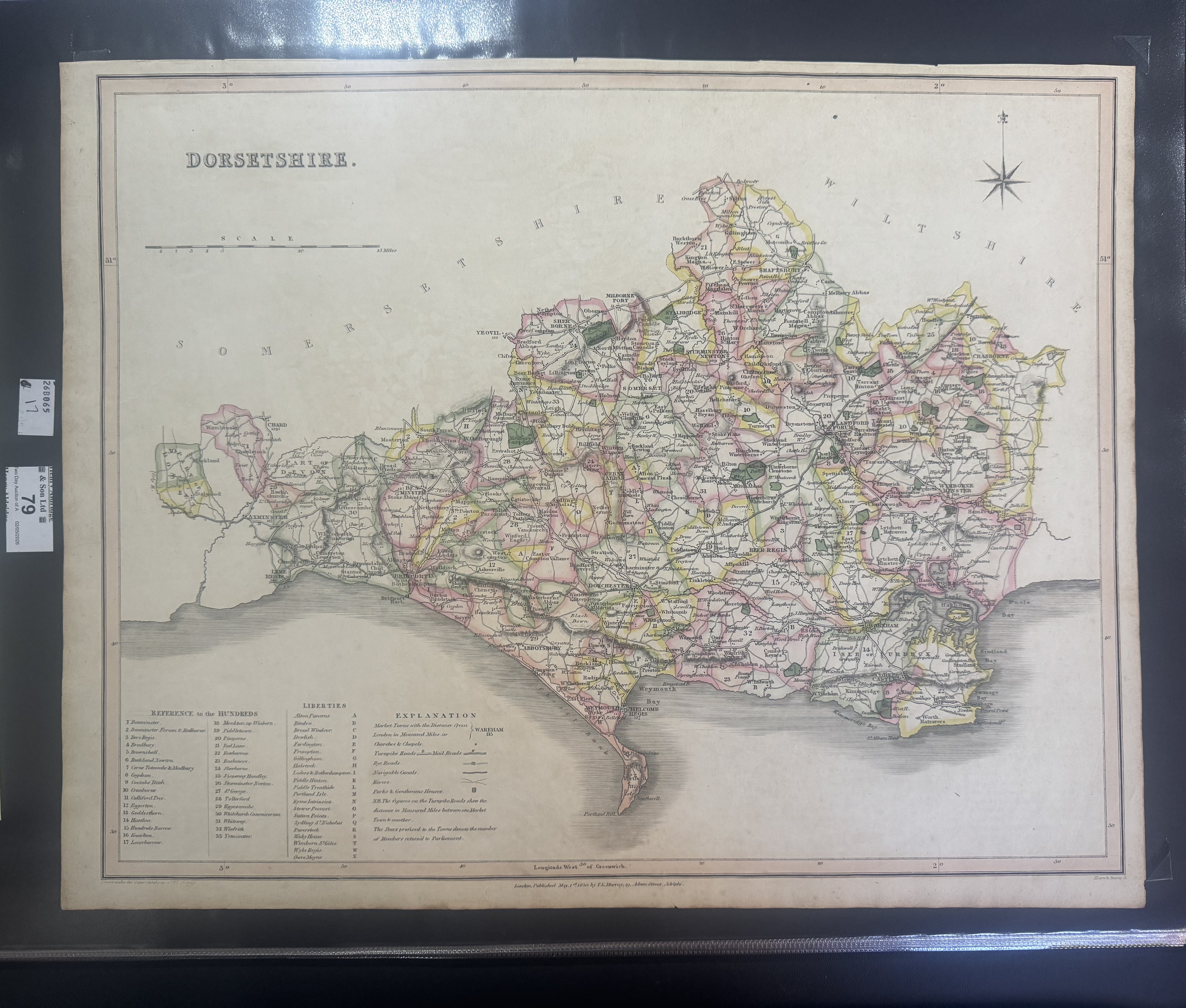 Cartophilia: 1831, Atlas Of The English Counties by TL Murray, hand coloured map of Dorsetshire; 183