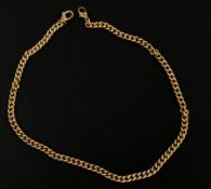 Jewellery: a 9ct yellow gold curb link necklace with double claw clasps, overall length 41.5cm, 16.3