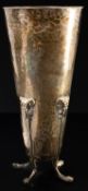 Silver: an Arts & Crafts style tapering planished vase by AE Jones, Birmingham 1921, standing up