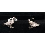 Jewellery: a pair of novelty cufflinks by Holland &amp; Holland, modelled as grouse, boxed.