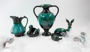 Ceramics: a collection of 16 Canadian Blue Mountain pottery animals and jugs, to include a fawn, an 