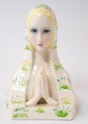Ceramics: an early 20th century bust of the Madonna in floral sprigged veil by Lenci, dated July 6, 