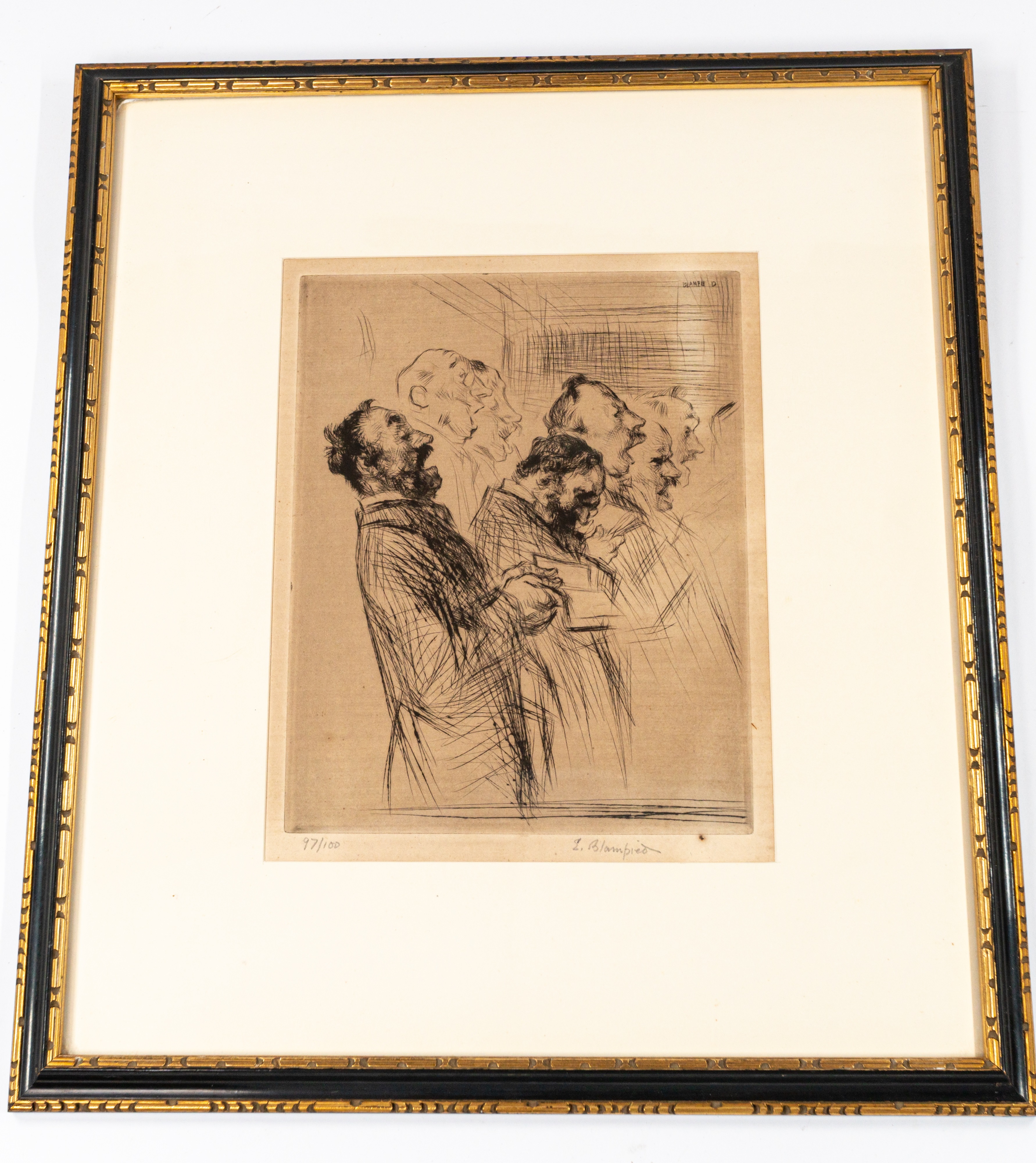 Pictures: Edmund Blampied (Jersey, 1886-1966) 'The Male Voice Choir' Etching Signed in pencil and nu